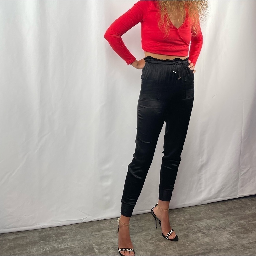 Los Angeles Atelier & other Stories Satin Jogger Pants in Black Size 2 - Picture 3 of 9
